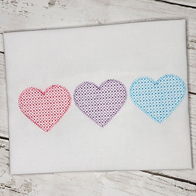 heart trio machine embroidery design